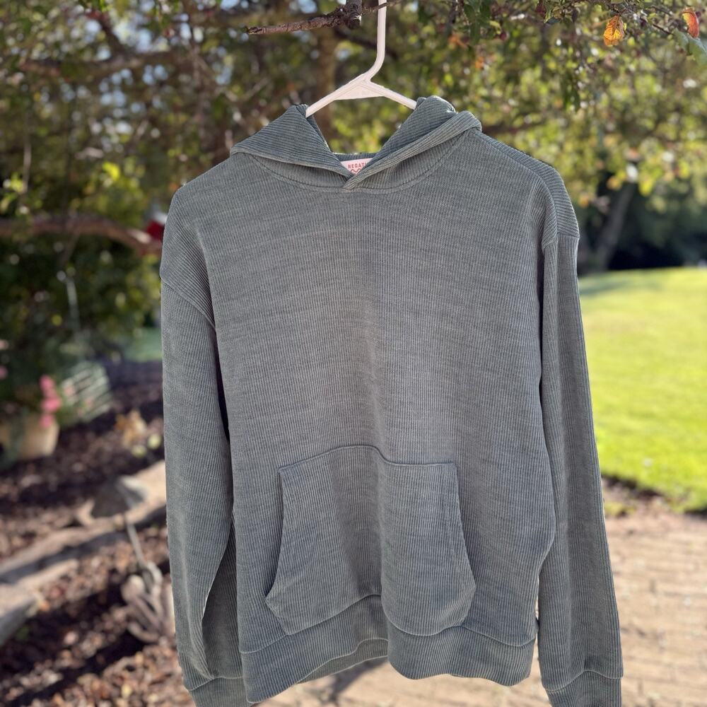 Negative Space Men's Small Corduroy Hoodie Sweatshirt Pullover Green (200)